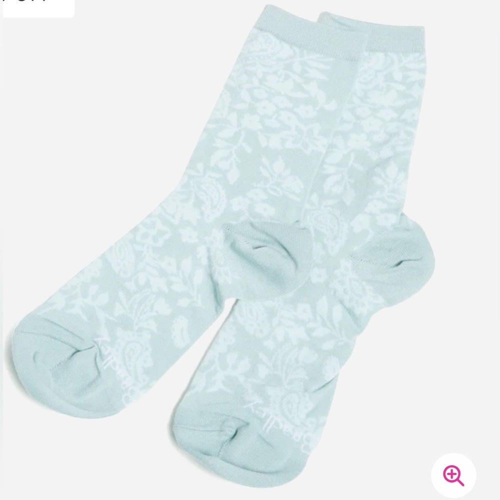 Vera Bradley Crew Socks in Eden Paisley Mint